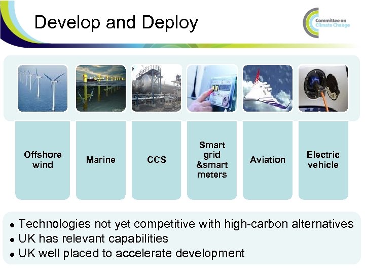 Develop and Deploy Offshore wind ● ● ● Marine CCS Smart grid &smart meters