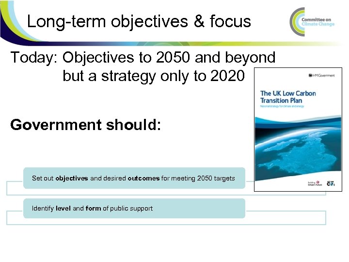 Long-term objectives & focus Today: Objectives to 2050 and beyond but a strategy only
