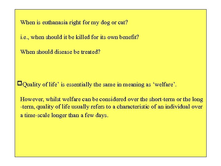 When is euthanasia right for my dog or cat? i. e. , when should