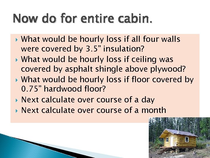 Now do for entire cabin. What would be hourly loss if all four walls