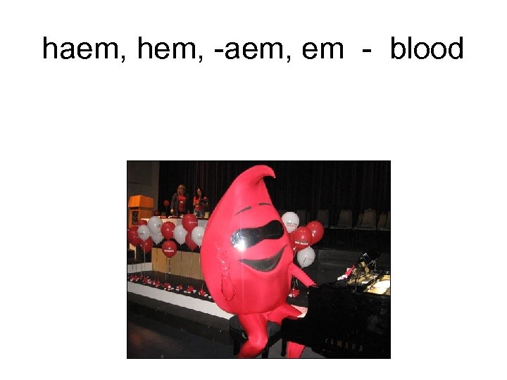 haem, hem, -aem, em - blood 