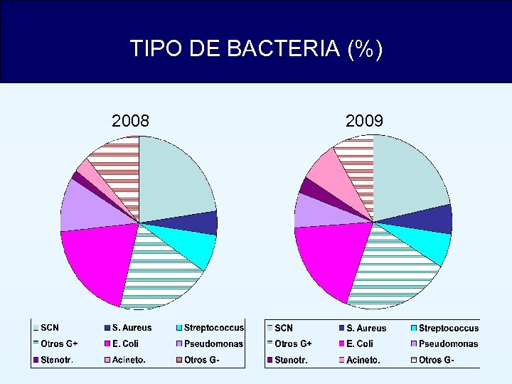 TIPO DE BACTERIA (%) 2008 2009 