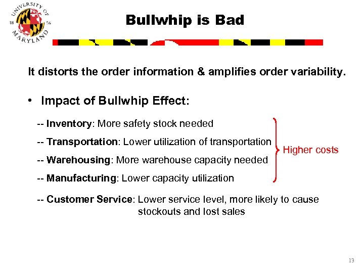 Bullwhip is Bad It distorts the order information & amplifies order variability. • Impact