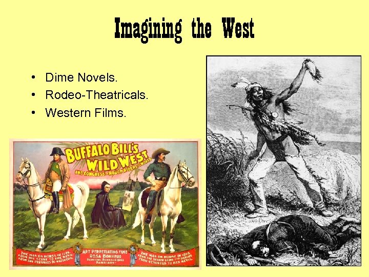 Imagining the West • Dime Novels. • Rodeo-Theatricals. • Western Films. 