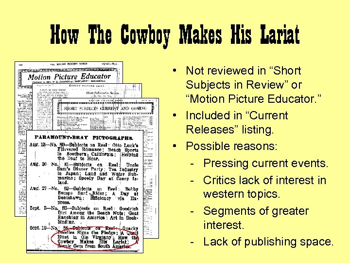 How The Cowboy Makes His Lariat • Not reviewed in “Short Subjects in Review”