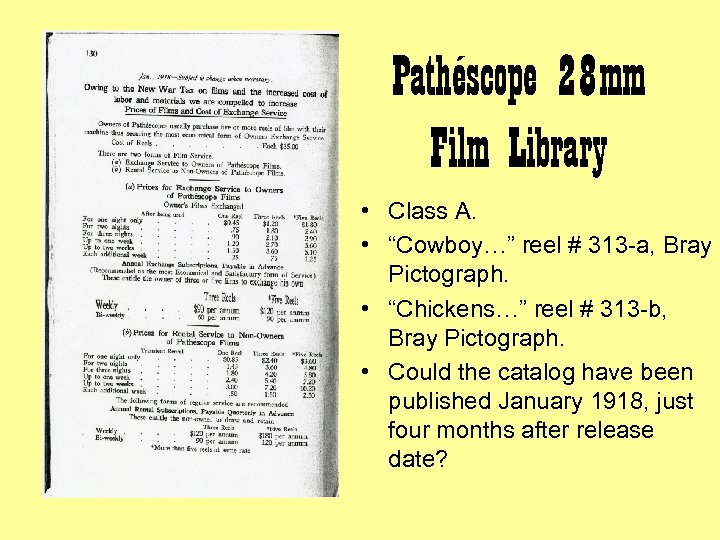 Pathéscope 28 mm Film Library • Class A. • “Cowboy…” reel # 313 -a,