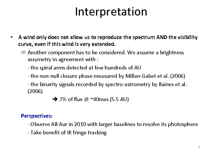 Interpretation • A wind only does not allow us to reproduce the spectrum AND