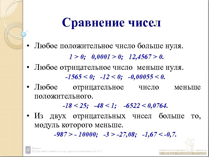 Сравнение рациональных чисел модуль числа 6 класс презентация дорофеев