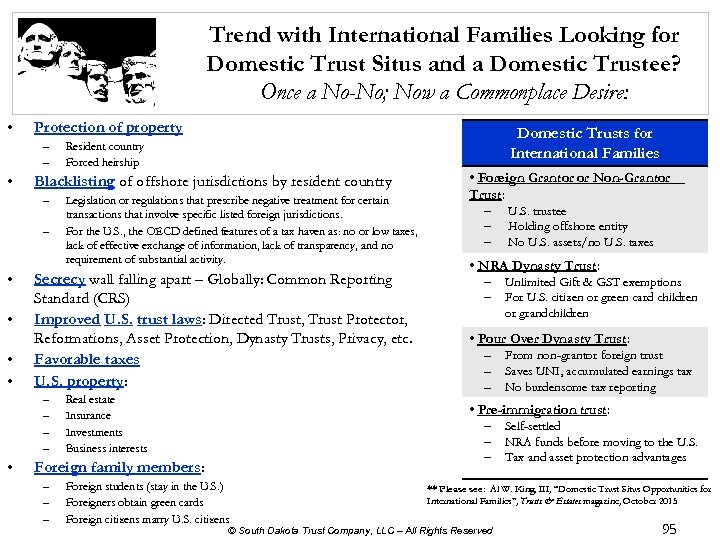 Trend with International Families Looking for Domestic Trust Situs and a Domestic Trustee? Once