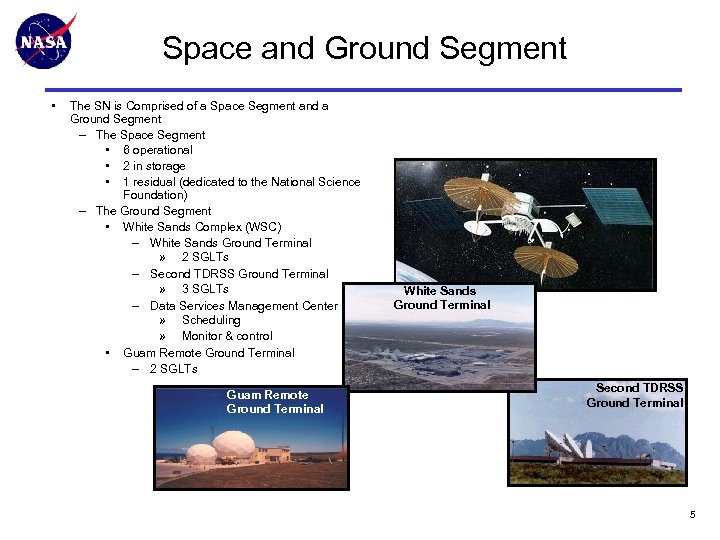 Space and Ground Segment • The SN is Comprised of a Space Segment and