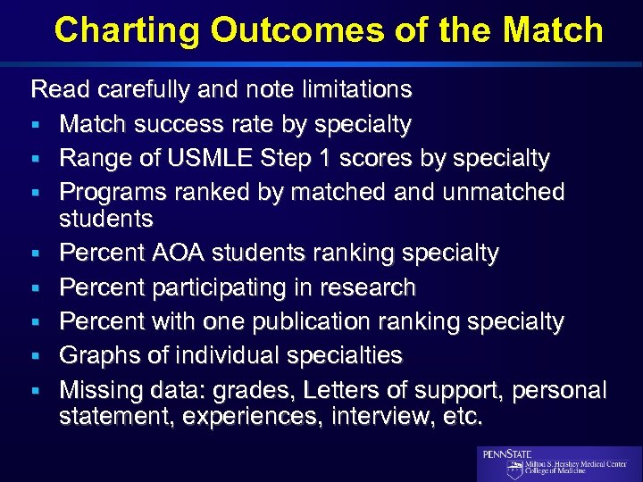 Charting Outcomes