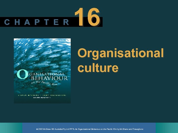 C H A P T E R 16 Organisational culture 2003 Mc. Graw-Hill Australia