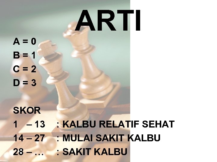 A=0 B=1 C=2 D=3 SKOR 1 – 13 14 – 27 28 – …