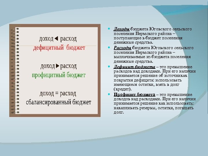  Доходы бюджета Юговского сельского поселения Пермского района – поступающие в бюджет поселения денежные