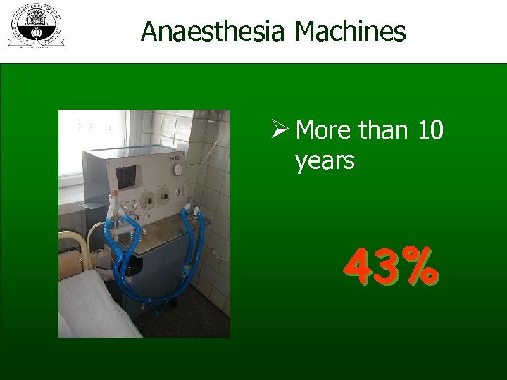 Anaesthesia Machines Ø More than 10 years 43% 