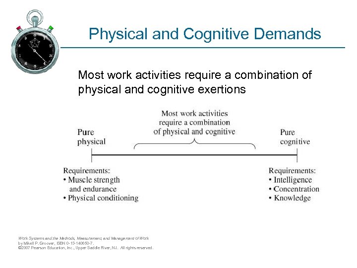 Physical and Cognitive Demands Most work activities require a combination of physical and cognitive