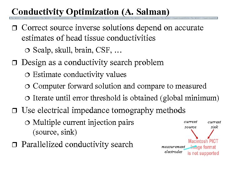 Conductivity Optimization (A. Salman) r Correct source inverse solutions depend on accurate estimates of