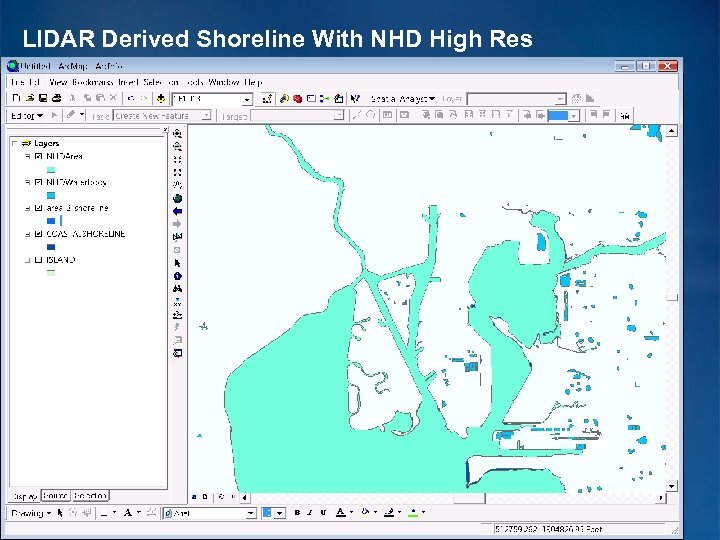 LIDAR Derived Shoreline With NHD High Res 