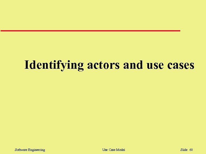 Identifying actors and use cases Software Engineering Use Case Model Slide 60 