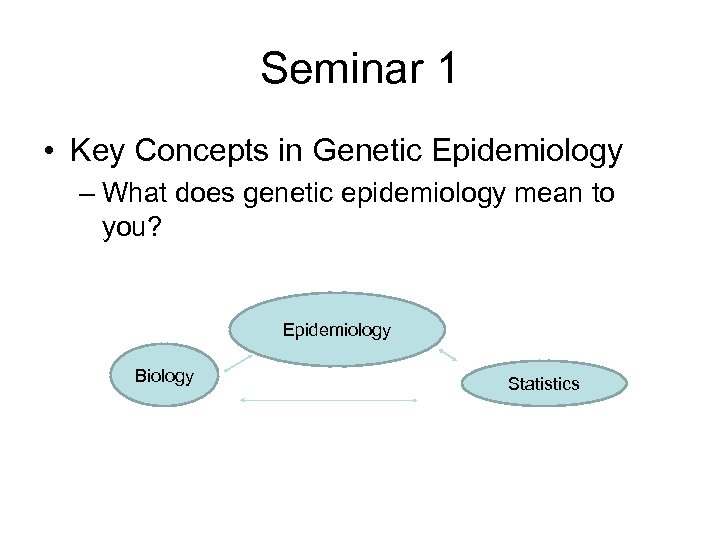 Seminar 1 • Key Concepts in Genetic Epidemiology – What does genetic epidemiology mean