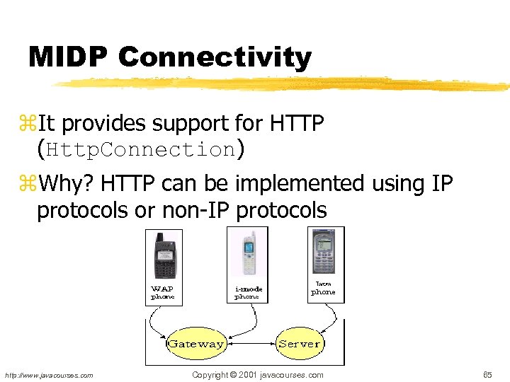 MIDP Connectivity z. It provides support for HTTP (Http. Connection) z. Why? HTTP can