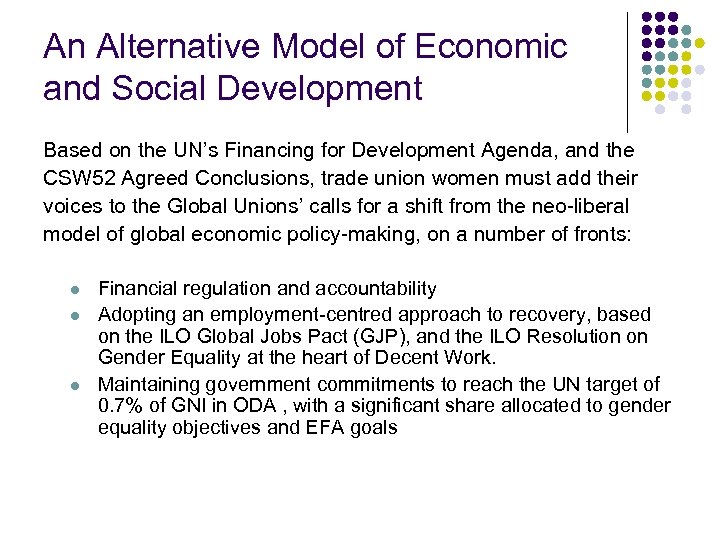 An Alternative Model of Economic and Social Development Based on the UN’s Financing for