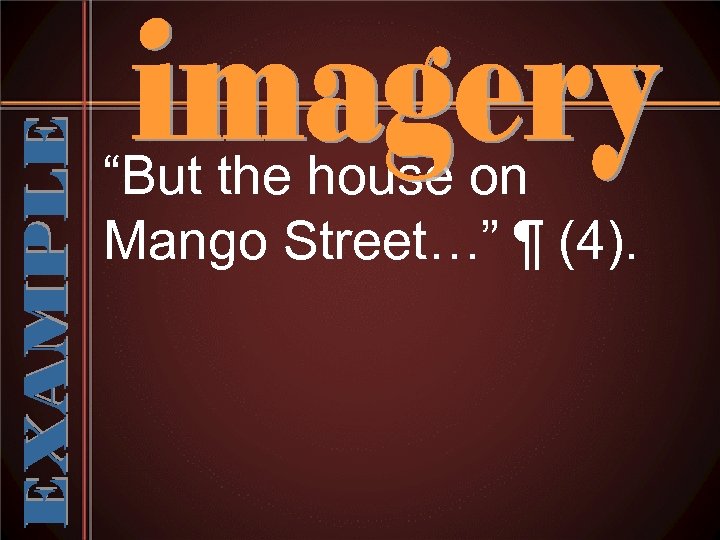 “But the house on Mango Street…” ¶ (4). 