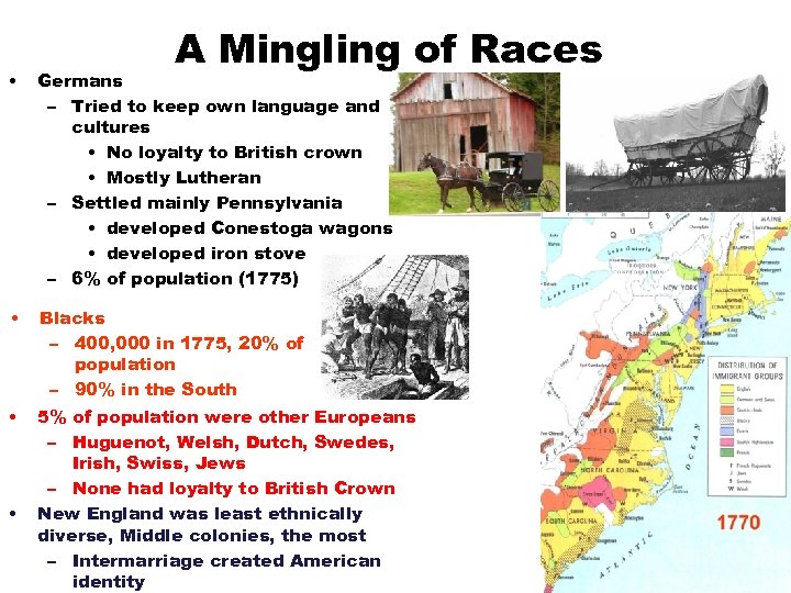 A Mingling of Races • Germans – Tried to keep own language and cultures