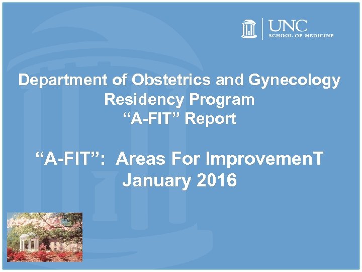 Department of Obstetrics and Gynecology Residency Program “A-FIT” Report “A-FIT”: Areas For Improvemen. T
