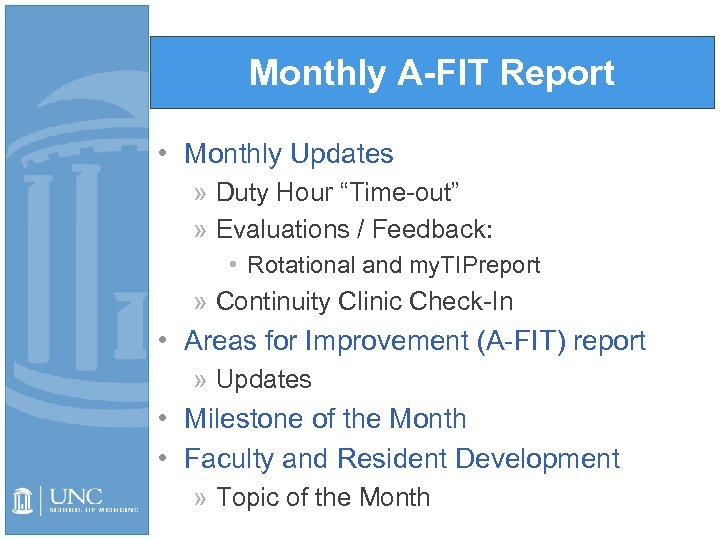 Monthly A-FIT Report • Monthly Updates » Duty Hour “Time-out” » Evaluations / Feedback:
