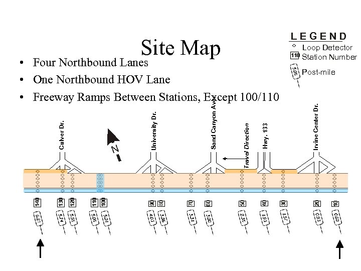 LEGEND Site Map 110 10 30 20 Irvine Center Dr. Post-mile Hwy. 133 40