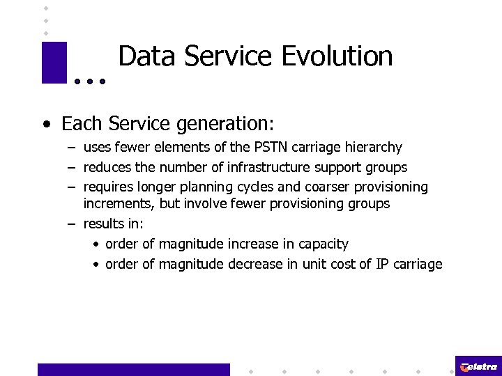 Data Service Evolution • Each Service generation: – uses fewer elements of the PSTN