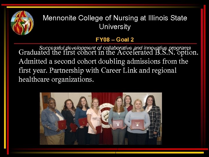Mennonite College of Nursing at Illinois State University FY 08 – Goal 2 Successful