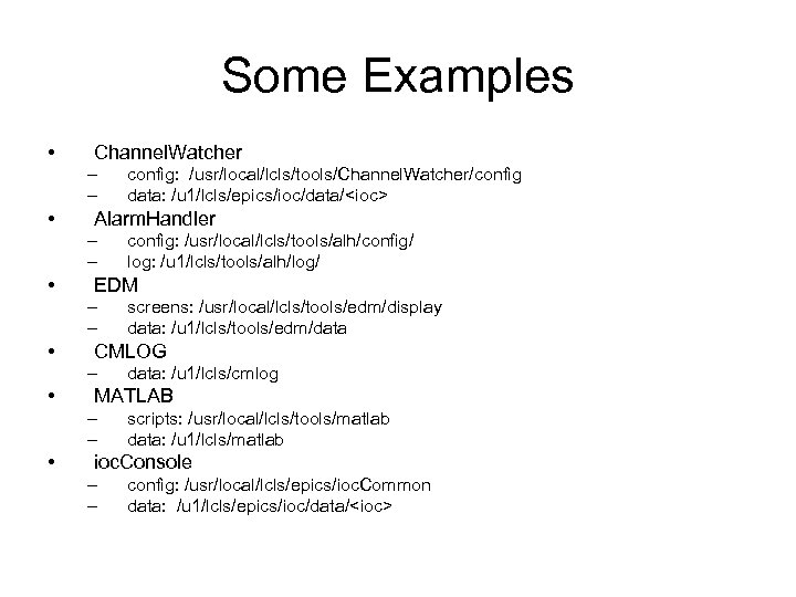 Some Examples • Channel. Watcher – – • Alarm. Handler – – • data: