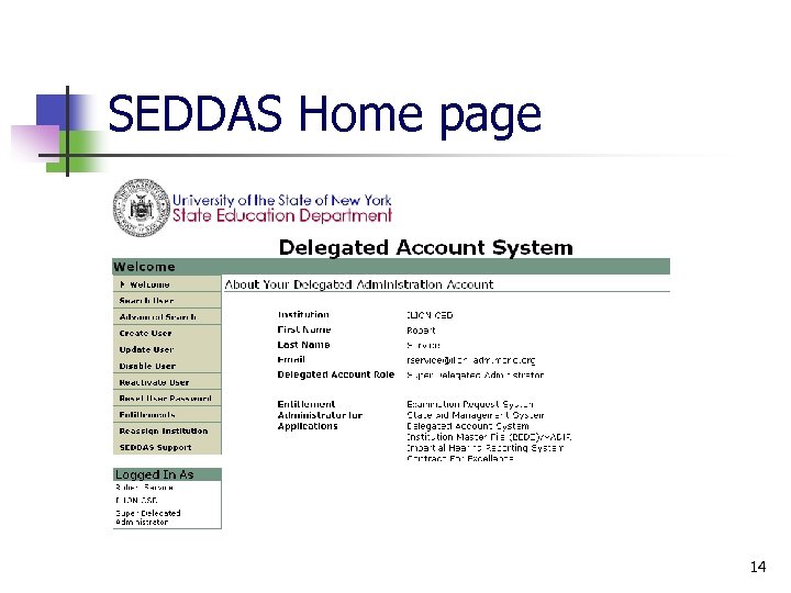 SEDDAS Home page 14 