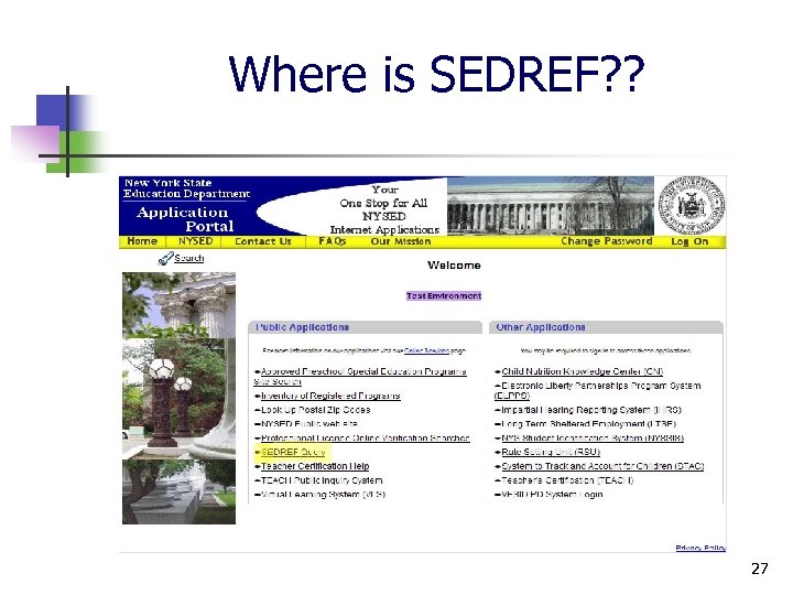 Where is SEDREF? ? 27 