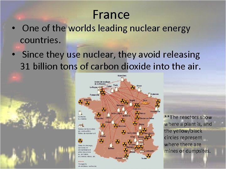 France • One of the worlds leading nuclear energy countries. • Since they use