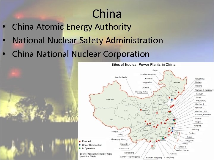 China • China Atomic Energy Authority • National Nuclear Safety Administration • China National