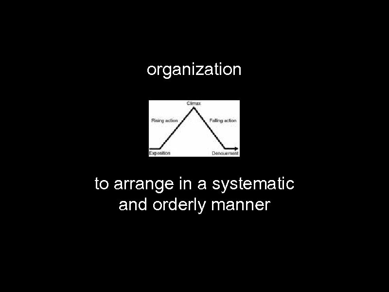 organization to arrange in a systematic and orderly manner 