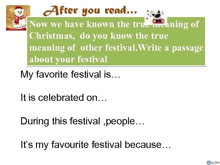 After you read… Now we have known the true meaning of Christmas, do you