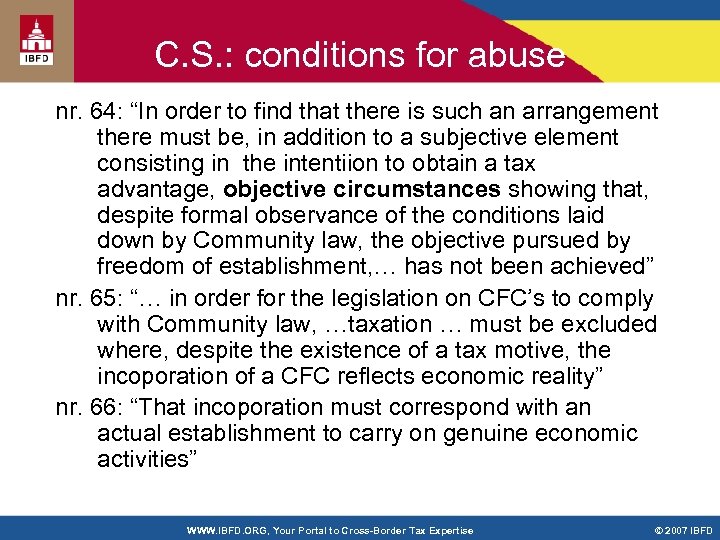 C. S. : conditions for abuse nr. 64: “In order to find that there