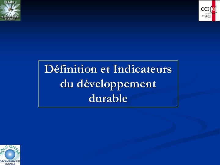 Définition et Indicateurs du développement durable 