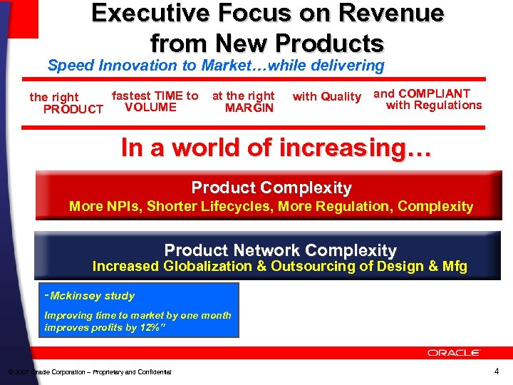 Executive Focus on Revenue from New Products Speed Innovation to Market…while delivering fastest TIME