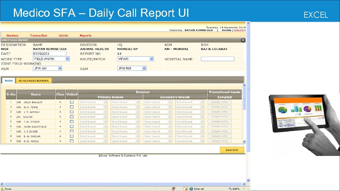  Medico SFA – Daily Call Report UI EXCEL 