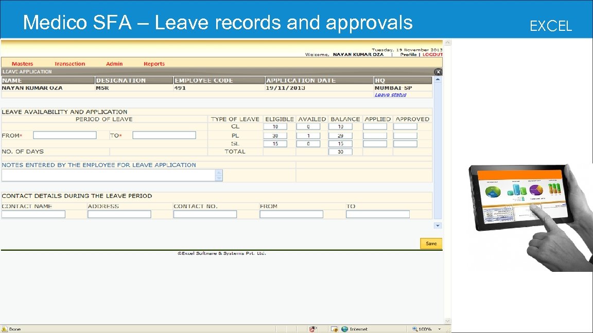  Medico SFA – Leave records and approvals EXCEL 
