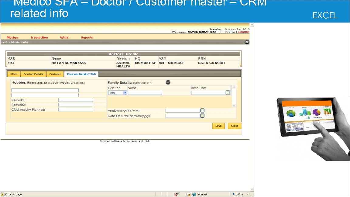  Medico SFA – Doctor / Customer master – CRM related info EXCEL 
