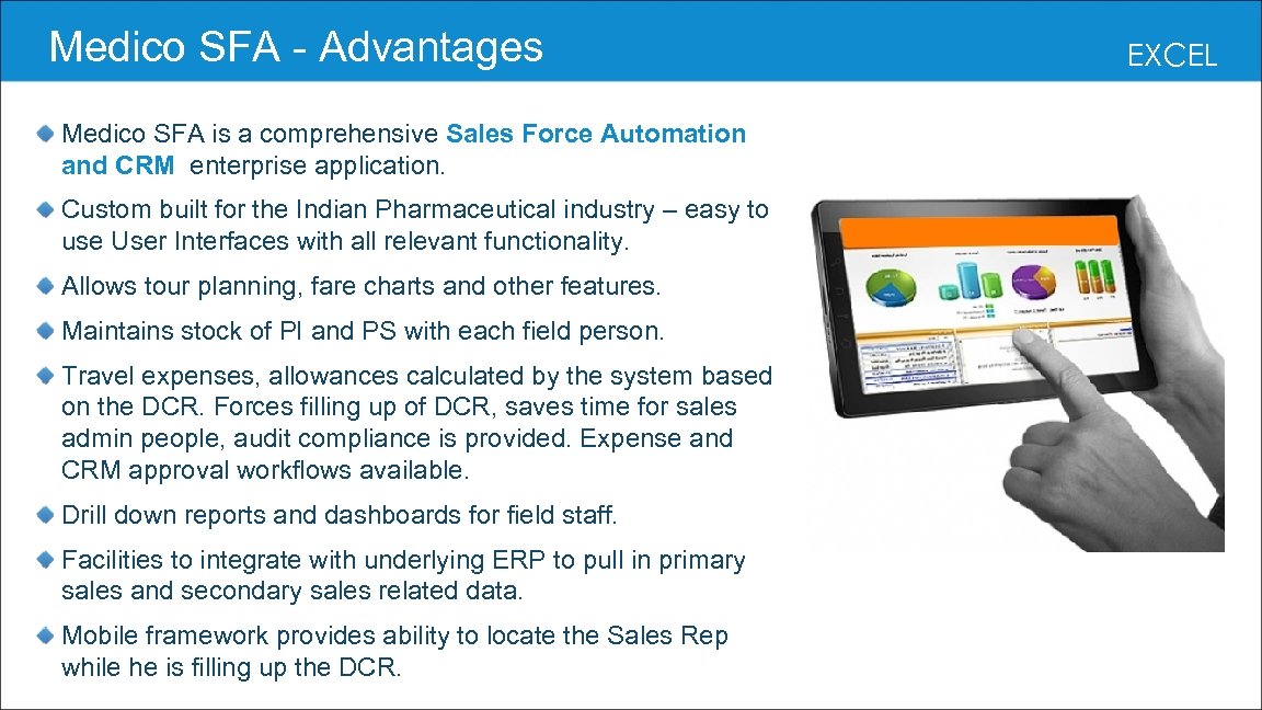  Medico SFA - Advantages Medico SFA is a comprehensive Sales Force Automation and