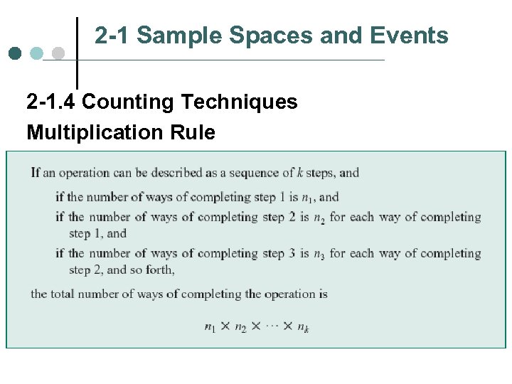 2 -1 Sample Spaces and Events 2 -1. 4 Counting Techniques Multiplication Rule 