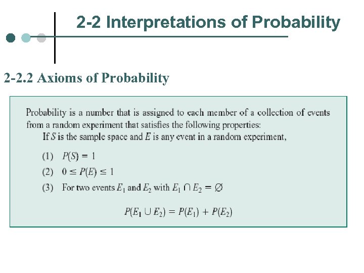 2 -2 Interpretations of Probability 2 -2. 2 Axioms of Probability 