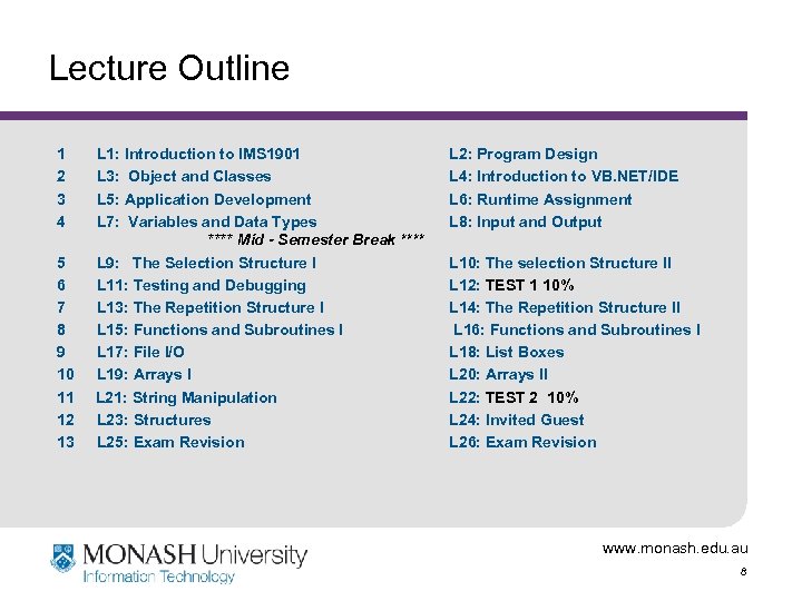 Lecture Outline 1 2 3 4 5 6 7 8 9 10 11 12